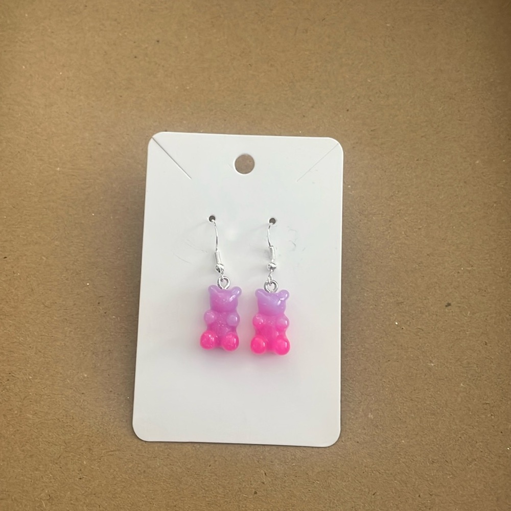 Purple and Pink Mushroom Earrings With clear backings
